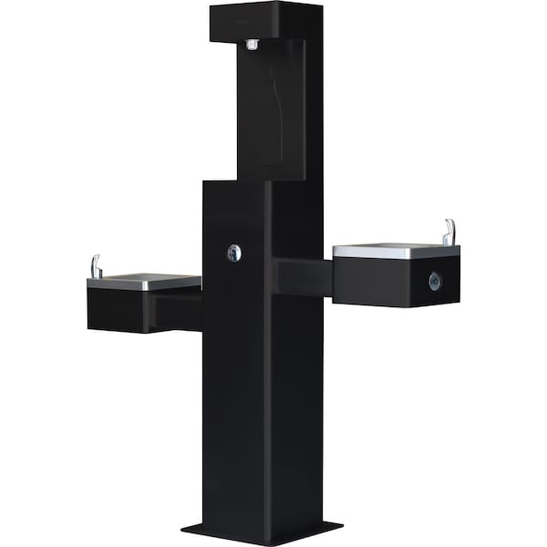 Global Industrial Outdoor Bottle Filling Station & Bi-Level Drinking Fountain, Black Powder Coat 761220BK - main